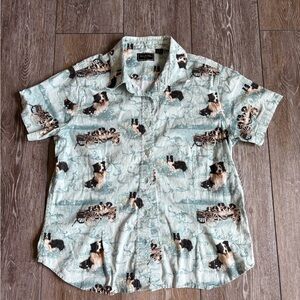 Bit & Bridles Border Collie Dog Print Button Shirt